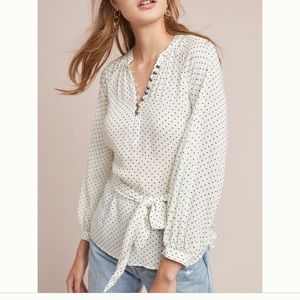 Anthropologie Maeve Lucy Polka Dot Blouse Size 6